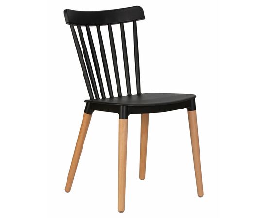 Набор 4 шт Стул обеденный DOBRIN THEO, ножки светлый бук, цвет черный (B-03), Вариант: ножки светлый бук, цвет чёрный (B-03), изображение 2 | Интернет магазин мебели и декора LifeDekor