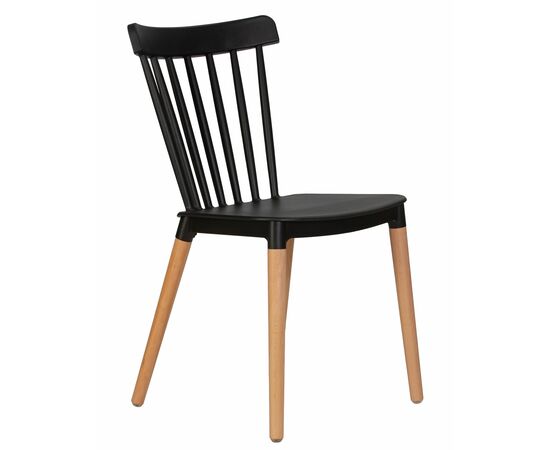 Набор 4 шт Стул обеденный DOBRIN THEO, ножки светлый бук, цвет черный (B-03), Вариант: ножки светлый бук, цвет чёрный (B-03), изображение 3 | Интернет магазин мебели и декора LifeDekor