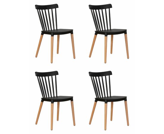 Набор 4 шт Стул обеденный DOBRIN THEO, ножки светлый бук, цвет черный (B-03), Вариант: ножки светлый бук, цвет чёрный (B-03) | Интернет магазин мебели и декора LifeDekor