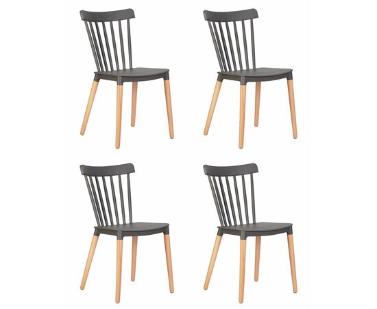 Набор 4 шт Стул обеденный DOBRIN THEO, ножки светлый бук, цвет темно-серый (GR-04), Вариант: ножки светлый бук, цвет тёмно-серый (GR-04) | Интернет магазин мебели и декора LifeDekor