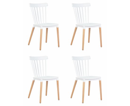 Набор 4 шт Стул обеденный DOBRIN THEO, ножки светлый бук, цвет белый (W-02), Вариант: ножки светлый бук, цвет белый (W-02) | Интернет магазин мебели и декора LifeDekor