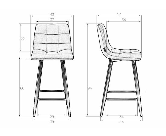 Набор 2 шт Стул полубарный DOBRIN OLIVIA, черные матовые ножки, зелёный велюр (108-64), Вариант: черные матовые ножки, зелёный велюр (108-64), изображение 10 | Интернет магазин мебели и декора LifeDekor