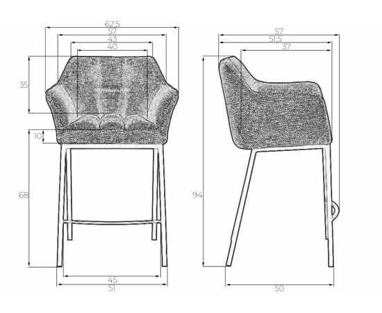 Набор 2 шт Стул барный DOBRIN LUCAS COUNTER, серая ткань (F-22), Вариант: серая ткань (F-22), изображение 10 | Интернет магазин мебели и декора LifeDekor