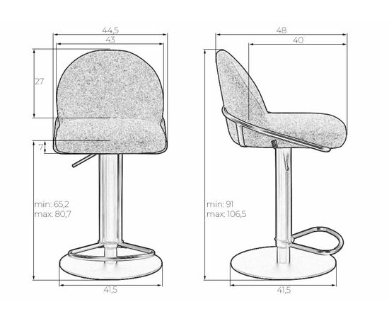 Набор 2 шт Стул барный DOBRIN OLIVER, черная ткань (SLR-10), Вариант: черная ткань (SLR-10), изображение 11 | Интернет магазин мебели и декора LifeDekor