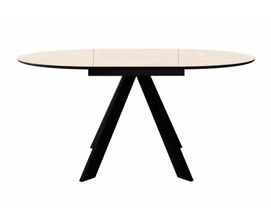 Стол DikLine SKC90 d900 Керамика Krater Perla (бежевый матовый)/подстолье черное/опоры черные, изображение 2 | Интернет магазин мебели и декора LifeDekor