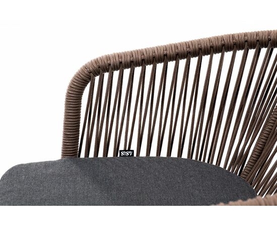 "Марсель" стул плетеный из роупа, основание дуб, роуп коричневый круглый, ткань темно-серая 027, изображение 2 | Интернет магазин мебели и декора LifeDekor