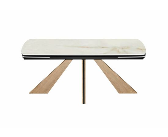 Стол DikLine DKP180 Керамика Ostra Bianco (мрамор глянец белый)/подстолье черное/опоры галифакс (2 уп.), изображение 2 | Интернет магазин мебели и декора LifeDekor