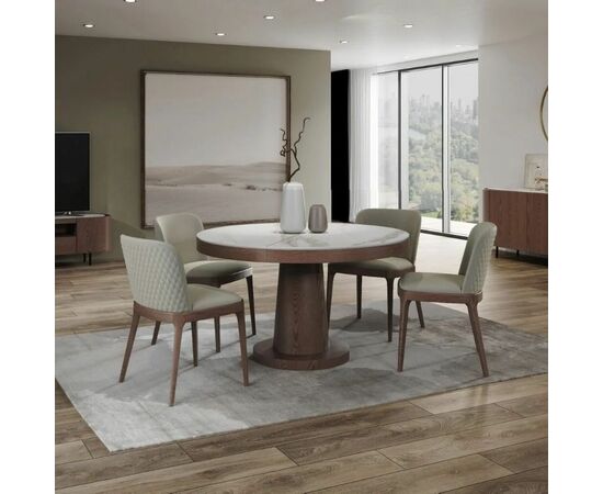 Стол круглый обеденный Bilbo (100+40), керамика матовая белая, изображение 4 | Интернет магазин мебели и декора LifeDekor