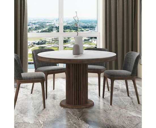 Стол Denver 120+40, круглый раздвижной, матовый, изображение 5 | Интернет магазин мебели и декора LifeDekor