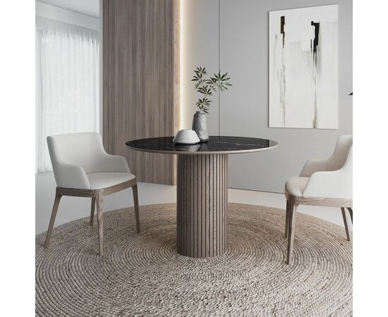 Стол круглый Denver 120, керамика глянцевая / опора дерево, изображение 4 | Интернет магазин мебели и декора LifeDekor