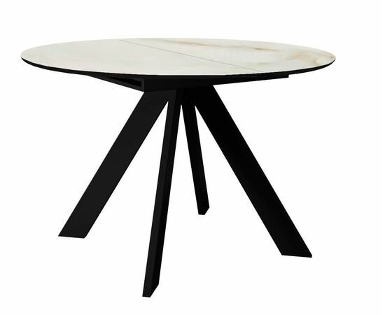 Стол DikLine SKC110 d1100 Керамика глянец Ostra Bianco (мрамор глянец белый)/подстолье черное/опоры черные | Интернет магазин мебели и декора LifeDekor