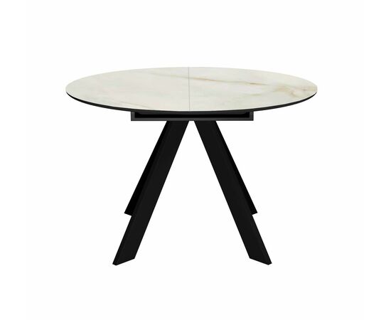 Стол DikLine SKC110 d1100 Керамика глянец Ostra Bianco (мрамор глянец белый)/подстолье черное/опоры черные, изображение 2 | Интернет магазин мебели и декора LifeDekor