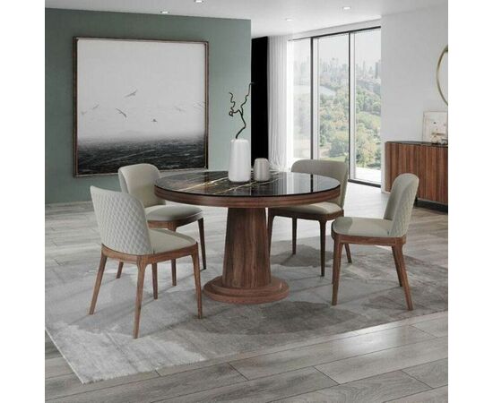 Стол круглый обеденный Bilbo 120, керамика глянцевая черная, изображение 5 | Интернет магазин мебели и декора LifeDekor