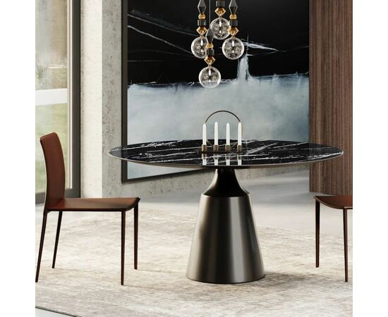 Стол круглый Lucas 120, керамика глянцевая, черная / опора черная, изображение 2 | Интернет магазин мебели и декора LifeDekor