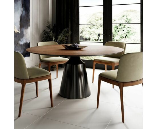 Стол круглый Lucas 120, шпон / опора черная, изображение 6 | Интернет магазин мебели и декора LifeDekor