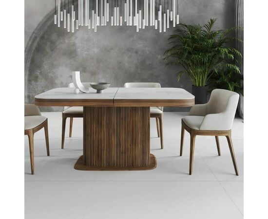 Стол прямоугольный раскладной Denver (200+40), керамика матовая, опора дерево, изображение 3 | Интернет магазин мебели и декора LifeDekor