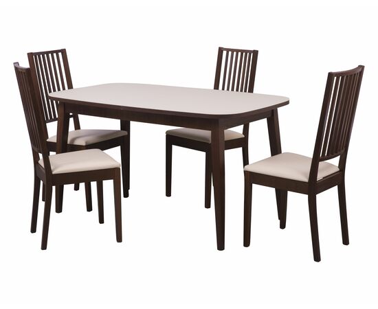 Стол Турин, Стекло, Орех темный/Бежевый матовый, изображение 3 | Интернет магазин мебели и декора LifeDekor