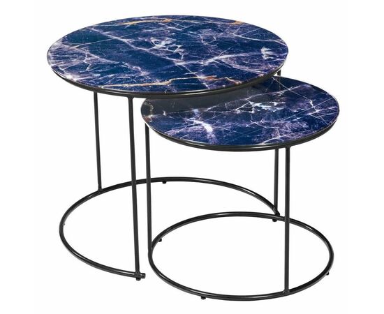 Набор кофейных столиков Tango темно-синий с чёрными ножками, 2шт | Интернет магазин мебели и декора LifeDekor