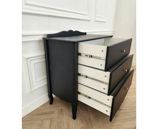 Комод "Версаль" 3 ящика (черный матовый), изображение 3 | Интернет магазин мебели и декора LifeDekor