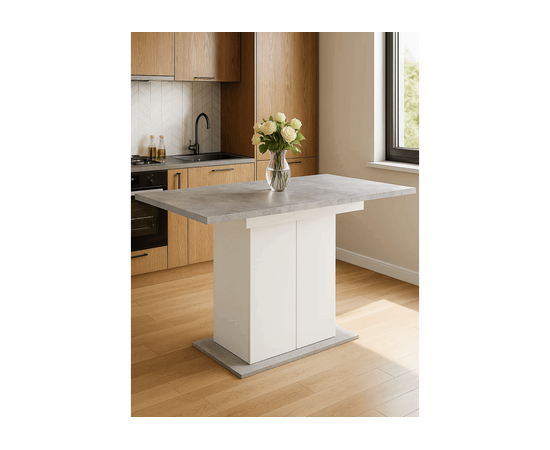 Стол деревянный Carla белый / цемент светлый, изображение 3 | Интернет магазин мебели и декора LifeDekor