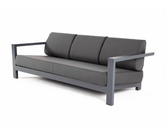 "Гранада" диван 3-местный, каркас алюминий темно-серый (RAL7024) муар, ткань темно-серая 027 | Интернет магазин мебели и декора LifeDekor