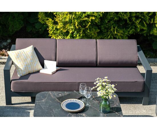 "Гранада" диван 3-местный, каркас алюминий темно-серый (RAL7024) муар, ткань темно-серая 027, изображение 5 | Интернет магазин мебели и декора LifeDekor