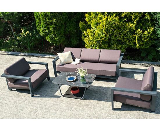 "Гранада" диван 3-местный, каркас алюминий темно-серый (RAL7024) муар, ткань темно-серая 027, изображение 6 | Интернет магазин мебели и декора LifeDekor