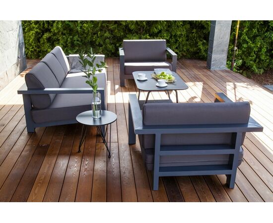 "Гранада" диван 3-местный, каркас алюминий темно-серый (RAL7024) муар, ткань темно-серая 027, изображение 7 | Интернет магазин мебели и декора LifeDekor