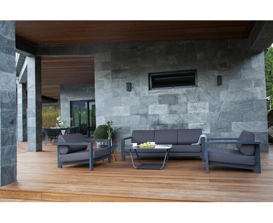 "Гранада" диван 3-местный, каркас алюминий темно-серый (RAL7024) муар, ткань темно-серая 027, изображение 8 | Интернет магазин мебели и декора LifeDekor