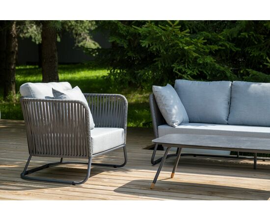 "Багамы" лаунж-зона 5-местная плетеная из роупа (веревки), каркас алюминиевый темно-серый, роуп серый, изображение 6 | Интернет магазин мебели и декора LifeDekor