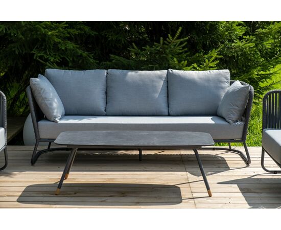 "Багамы" лаунж-зона 5-местная плетеная из роупа (веревки), каркас алюминиевый темно-серый, роуп серый, изображение 9 | Интернет магазин мебели и декора LifeDekor