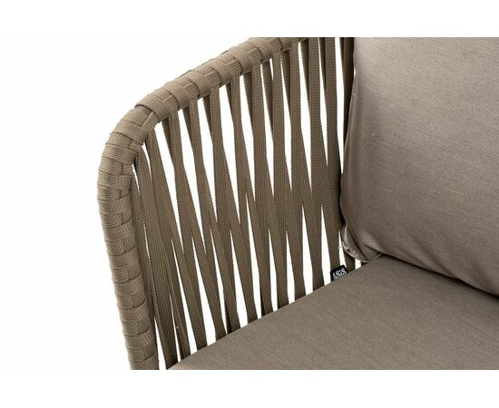 "Мальорка" диван 3-местный плетеный из роупа, основание дуб, роуп серо-коричневый 23мм, ткань бежевая 15052, изображение 4 | Интернет магазин мебели и декора LifeDekor