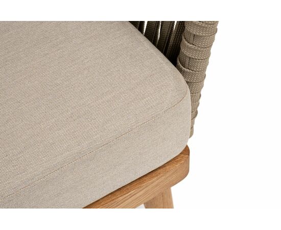 "Мальорка" диван 3-местный плетеный из роупа, основание дуб, роуп серо-коричневый 23мм, ткань бежевая 15052, изображение 5 | Интернет магазин мебели и декора LifeDekor