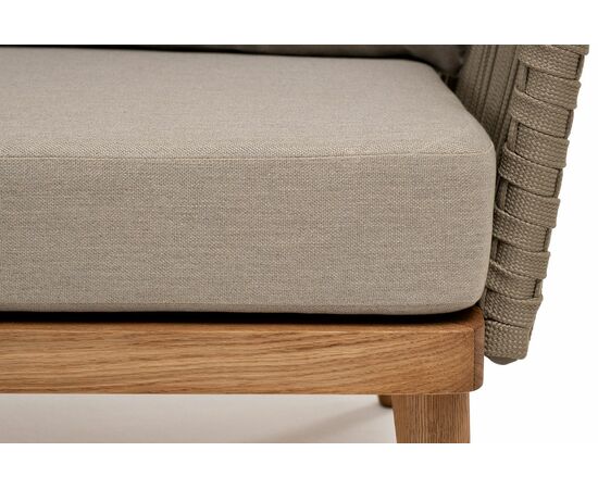 "Мальорка" диван 3-местный плетеный из роупа, основание дуб, роуп серо-коричневый 23мм, ткань бежевая 15052, изображение 6 | Интернет магазин мебели и декора LifeDekor