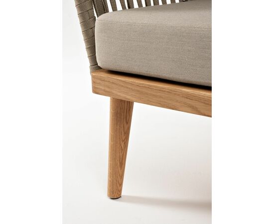 "Мальорка" диван 3-местный плетеный из роупа, основание дуб, роуп серо-коричневый 23мм, ткань бежевая 15052, изображение 7 | Интернет магазин мебели и декора LifeDekor