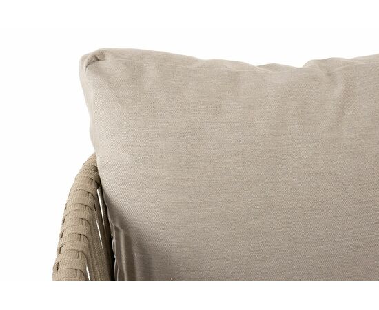 "Мальорка" диван 3-местный плетеный из роупа, основание дуб, роуп серо-коричневый 23мм, ткань бежевая 15052, изображение 10 | Интернет магазин мебели и декора LifeDekor