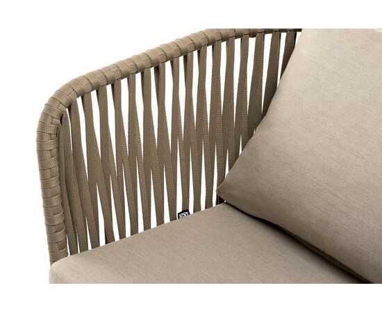 "Мальорка" кресло плетеное из роупа, основание дуб, роуп серо-коричневый 23мм, ткань бежевая 15052, изображение 4 | Интернет магазин мебели и декора LifeDekor