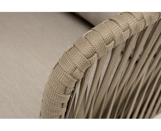 "Мальорка" кресло плетеное из роупа, основание дуб, роуп серо-коричневый 23мм, ткань бежевая 15052, изображение 5 | Интернет магазин мебели и декора LifeDekor