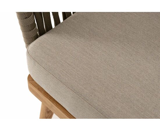 "Мальорка" кресло плетеное из роупа, основание дуб, роуп серо-коричневый 23мм, ткань бежевая 15052, изображение 7 | Интернет магазин мебели и декора LifeDekor