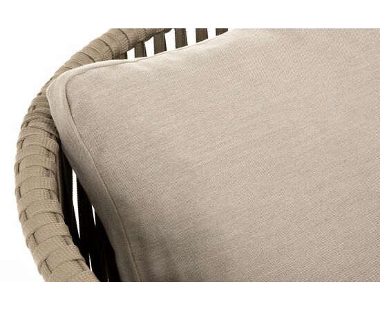 "Мальорка" кресло плетеное из роупа, основание дуб, роуп серо-коричневый 23мм, ткань бежевая 15052, изображение 9 | Интернет магазин мебели и декора LifeDekor