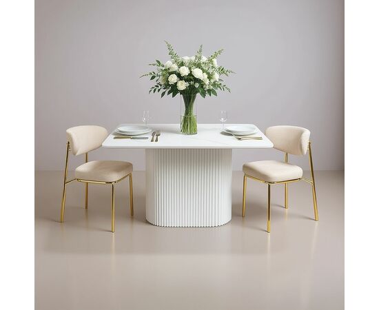 Стол Festa 140x85x77см, керамогранит белый мрамор, изображение 2 | Интернет магазин мебели и декора LifeDekor