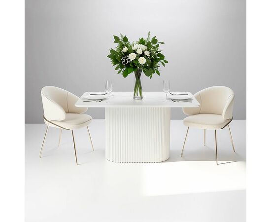 Стол Festa 140x85x77см, керамогранит белый мрамор, изображение 13 | Интернет магазин мебели и декора LifeDekor