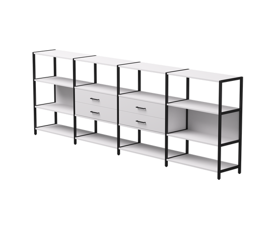 Набор стеллажных систем №4 Everprof EVO 3245x385x1120 Белый/Черный | Интернет магазин мебели и декора LifeDekor