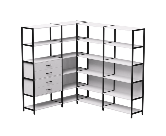 Набор стеллажных систем №17 Everprof EVO 1635x2020x1840 Белый/Черный | Интернет магазин мебели и декора LifeDekor