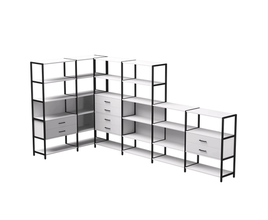 Набор стеллажных систем №18 Everprof EVO 1635x3630x1840 Белый/Черный | Интернет магазин мебели и декора LifeDekor