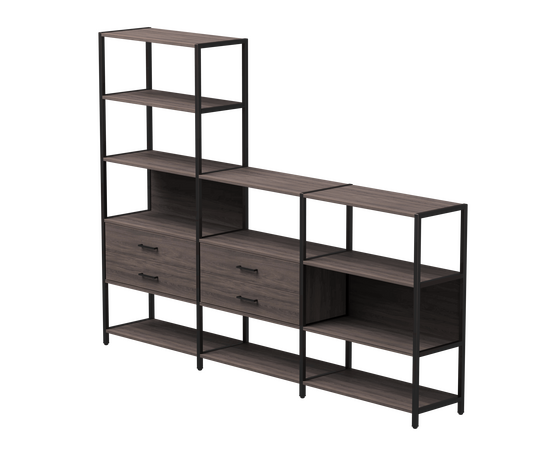 Набор стеллажных систем №11 Everprof EVO 2440x385x1840 Дуб Пасадена/Черный | Интернет магазин мебели и декора LifeDekor