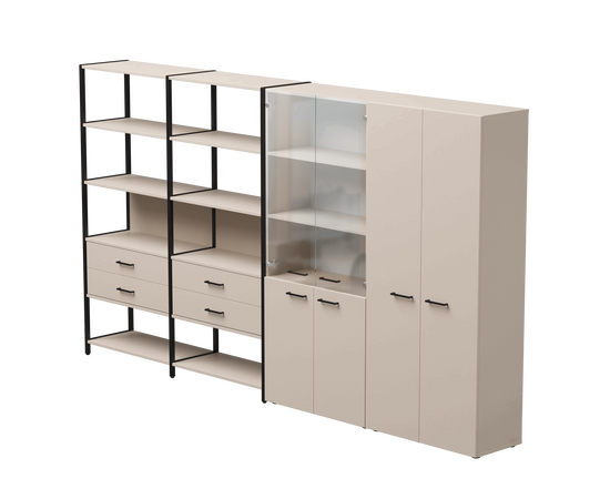 Набор стеллажных систем №16 Everprof EVO 3235x385x1840 Кашемир/Черный | Интернет магазин мебели и декора LifeDekor