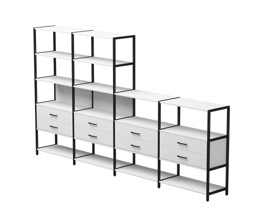 Набор стеллажных систем №13 Everprof EVO 3245x385x1840 Белый/Черный | Интернет магазин мебели и декора LifeDekor