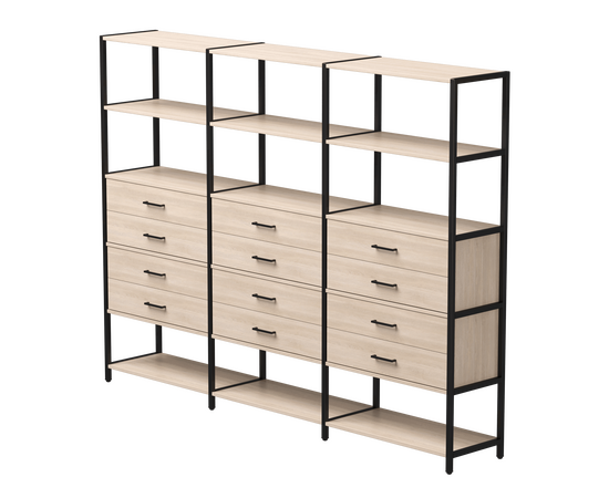 Набор стеллажных систем №10 Everprof EVO 2440x385x1840 Дуб Соната/Черный | Интернет магазин мебели и декора LifeDekor