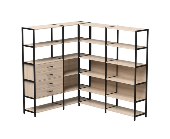 Набор стеллажных систем №17 Everprof EVO 1635x2020x1840 Дуб Соната/Черный | Интернет магазин мебели и декора LifeDekor
